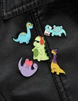 Kolorowa urocza muzyka dinozaur Seria śpiąca broszki unisex kreskówka stopy ubrania z ubrania z ubrania akcesoria czapki czarownice Back8285688