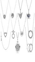 Marka mody pandora biżuteria srebrna s925 błyszcząca płatek śniegu lśniący okrągły diamentowy łańcuch obojczyka kobiet039s moda lo1541939