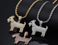 14K Gold Plated Zirconia GOAT Pendant Bling Pendant Necklace Iced Gold Silver Rosegold HipHop Jewelry Mens Women Gifts2608683