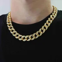 Hip Hop Para Hombre Cadenas De Oro Fashion Men Diamond 18k Gold Plated Miami Cuban Link Chain Jewelry Necklace