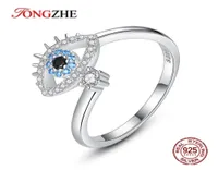 Tongzhe Lucky Evil Eye S for Women Girls 925 Sterling Silver Zircon Zircon Female Open Ring Bands Jewelry8196431