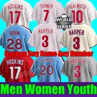 Nieuwe aangepaste S-4XL 2023 Baseball jerseys Men Women Jeugd Bryce Harpe Trea Turner Rhys Hoskins Philadelphia JT Realmuto Phillies Schwarber Kyle