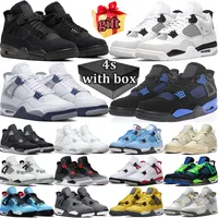 4s with box basketball shoes for men women military black cat sail university blue thunder midnight navy jumpman 4 cactus jack bred cool grey sports trainer
