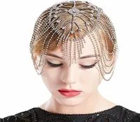 Women Bridal Headpiece Crystal Rhinestone Flapper Cap Hair Piece Gatsby Accessories Girls Party Head Band Piece Jewelry T2005226274171