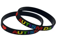100PCS Love Autism Dad and Mom Silicone Rubber Bracelet Multicolour Logo Adult Size for Promotional Gift2701046