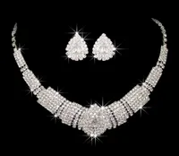 Amandabridal 3 Colors Cheap Silver Crystal Diamond Bridal Jewelry Sets Earrings With Necklace For Wedding Accessories 20199613715