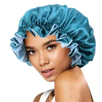 Beanies Solid Women Satin Bonnet Fashion Stain Silky Big For Lady Sleep Cap Headwrap Hat Hair Wrap Accessoires Groothandel Beanie/Skull Caps