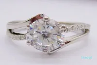 75MM Brilliant Round DF Moissanite in Solid 14K White Gold Prong Setting Halo Engagement Ring For Women4722261
