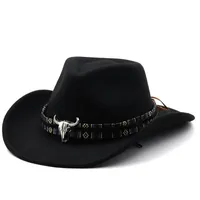Breite Krempe Hats Einfache Winter Retro Frauen -Wolle Wolle Western Cowboy Hat Mode Gentleman Jazz Bowler Cap Sombrero