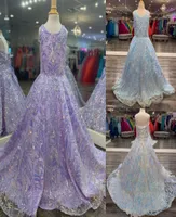 Liquid Sequins Girl Pageant Dresses 2022 Scoop Neckline ALine Preteen Formal Event Wear Gowns LaceUp Back SkyBlue Lilac Ivory S4782675