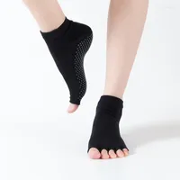 Athletic Socks Women Yoga Anti-Slip Five Fingers Backless Silicone Non-slip 5 Toe Sock Ballet Gym Fitness Sports Comfort Cotton