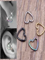 40pcslot Mixed 4 Colors Ear Cartilage Earrings Piercing Heart Labret Rings Lip Hoop Nose Rings Body Jewelry5947577