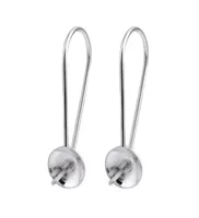 إعدادات المجوهرات غطاء بسيط مع PEG EARWIRES 925 Sterling Silver Ear Wire Hooks Pearl Mounts 5 Pairs1405536
