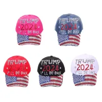 2024 Trump Cowboy Hat Outdoor Casual Diamond Baseball Cap Adjustable Sun Cap Peaked Caps New