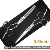 Hair Scissors Professional Barber Accessories Set 6 Inch Straight And Thinning Haircut Care Styling Tools 440c JapanHair