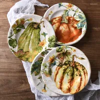 Platen pastorale stijl creatief geschilderd auspelen pompoen keramisch bord servies