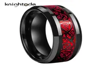 8mm Men039s Black Celtic Dragon Ring Tungsten Carbide Rings Red Carbon Fiber Wedding Bands Fashion Couple Jewelry Ring Comfort 9775155