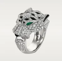 Panther Ring Big Rings Diamond 18 K GOUD AU750 zal geen officiële reproducties vervagen Retro Exquisite Gift Designer Brand Panthere S3810606
