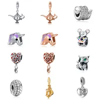 Fits Pandora Bracelets 20pcs Snake Unicorn Teapot Heart Fox Crystal Pendant Charms Beads Silver Charms Bead For Women Diy European3269554