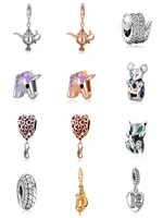 Fits Pandora Bracelets 20pcs Snake Unicorn Teapot Heart Fox Crystal Pendant Charms Beads Silver Charms Bead For Women Diy European4329348