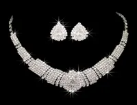 Amandabridal 3 Colors Cheap Silver Crystal Diamond Bridal Jewelry Sets Earrings With Necklace For Wedding Accessories 20198838417