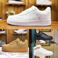 Designer 2023 Forces Outdoor Men Low Skateboard Shoes Discount One Unisex Classic 1 07 Knit Airs High Women All White Black Wheat Running Sports Walking Sneakers S8