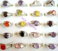 Entero 20pcslot muchos colores hermosos anillos de piedra de circón tamaño mixto para mujer anillos de joyería bajo 4647511