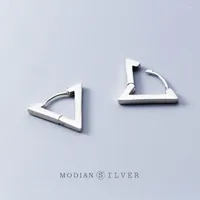 Hoop Earrings Modian Fashion Minimalist Black Triangle 925 Sterling Silver Allergy Free Women Jewelry Mode Bijoux