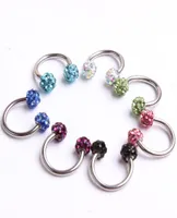 Nose pin N26 30pcs Mix 10Colors Body Piercing Jewelry Shamballa Disco Ball eyebrow ring Nose ring2243165