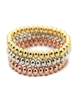 Whole 10pcslot 6mm 24k Real Gold Rose Gold Platinum Plated Round Copper Beads Men Man Birthday Giftsストレッチブレスレット9166091