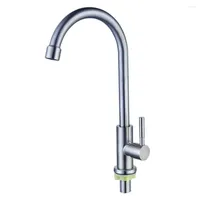 Kitchen Faucets 1pc 304 Stainless Steel Faucet Single Lever Hole Tap Cold Sink Mixer Stream Sprayer Head Accessories