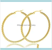 Jewelrymxgxfam Titanium Steel Rope Circle Hoop Earrings Jewelry For Women Fashion 3 Size Choices 4 Gold Color Hie Drop Delivery 5376555