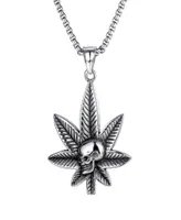 Men Hip Hop Style Stainless Steel Skull Woven Maple Leaf Pendant Necklace BXG034 Fashion Charm Dangle Chain Accessories Punk Rock 2601473