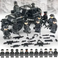 SWAT 군사 빌딩 블록 장난감 미니 피그 세트 -SUV 및 12pcs 군인 미니 인물 액세서리