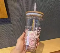 NEW Starbucks Mugs Pink Sakura Large Capacity Glass Accompanying Cup with Straw Cups CG0014951988