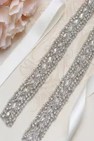 MissRdress Silver Crystal Bridal Belt HandMade Beads Rhinestone Ribbon Wedding Sash for Wedding Dress Gown YS8042764564