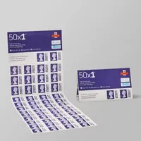 Geschenkverpackung Großbritannien Stempel 50 x 1st Klasse Standard Selbstkleber Barcoded Porto Stamps 230107