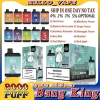Original Bang King 8000 Puffs Disposable Rechargeable Vape Pen Device E Cigarette 650mah 15ml Cartridges pod Mesh Coil 10 Flavors Vaporizers with Lanyard 0% 2% 3% 5%