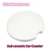USA wrehouse 6,5 cm sublimation Ceramic Car Coaster Tobuste Drinkware Mat Coffee Tup Holder Antislip Portable Bottle Protection Z11
