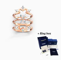 2021 moda swa novo anel m￡gico Conjunto de ouro rosa encantador moderno tr￪snone snowflake padr￣o feminino romance j￳ias presente67636611