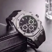 Fashion Silver Gold Men's AP Watches Material de acero inoxidable Butterfly Buckle Quartz Reloj Diámetro de marcado 43 mm HJ3