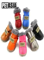 Kış evcil köpek ayakkabıları sıcak kar botları su geçirmez kürk 4pcsset küçük köpekler pamuklu slip olmayan xs Chihuahua Pug Ürünü Petasia 210912533696