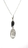 Tree of Life Aromatherapy Essential Oil Diffuser Necklace Black Lava Rock Stone Bead Volcano Necklace Pendant Designer Chain Jewel6101594
