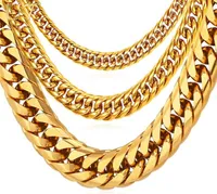 Chains U7 Necklaces For Men Miami Cuban Link Gold Chain Hip Hop Jewelry Long Thick Stainless Steel Big Chunky Necklace Gift N4534052699