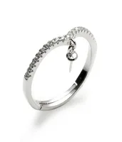 Dangle Ring Semi Monta Clear Cubic Zirconia asfalterade 925 Sterling Silver Pearl Jeweleriy Settings 5 ​​Pieces9037325