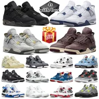Met doos mannen Retro 4 basketbalschoenen Black Cat 4S Photon Dust Violet Ore Red Thunder Midnight Navy Sail Fire Red Trainers Sports sneakers