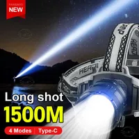 Flashlights Torches High Power Led Fishing Headlamp XHP160 Rechargeable Headlights Head Torch 30W LED Waterproof Head Flashlight Camping Head Lamp 0109