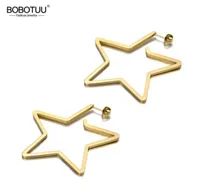 Stud Bobotuu Fashion Titanium Stainless Steel Love Star Earrings Bohemia Office Jewelry for Women Girls BE193291815738