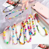 Key Rings Fashion Acrylic Strap Lanyard Colorf Eye Beaded Rope For Cellphone Case Hanging Phone Chain Jewelry Gift 466 H1 Drop Delive Dhbck