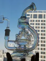 Gravity Glass Bong Hookahs Recycler Dab Rigs R￶kning Tillbeh￶r Vattenr￶r unika vattenbongar med 14 mm sk￥l